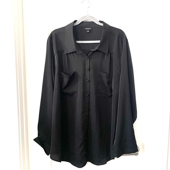 Torrid Black Madison Long Sleeve Button Down Blouse Size 4 26W - Picture 1 of 4